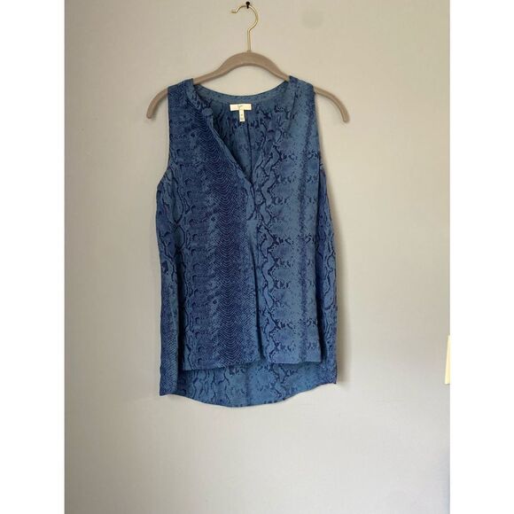 Joie corette Silk Georgette snake pattern blouse/navy/business casual/casual/ex - Picture 2 of 5